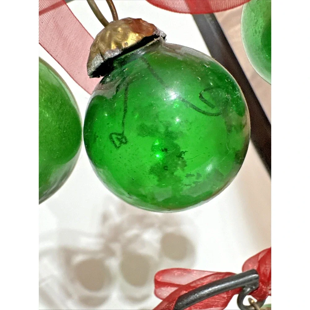 Vintage Black Christmas Candelabra With Green And Brass Ornaments 3 Candlesticks